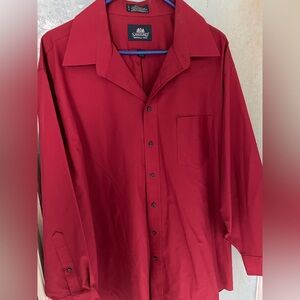 Stafford Men's Rich Red Casual Button-Down Shirt